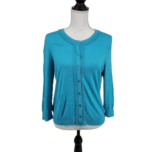 Talbot's Womens Blue Button Up Granny Core Cardigan, Size M - Picture 3 of 9